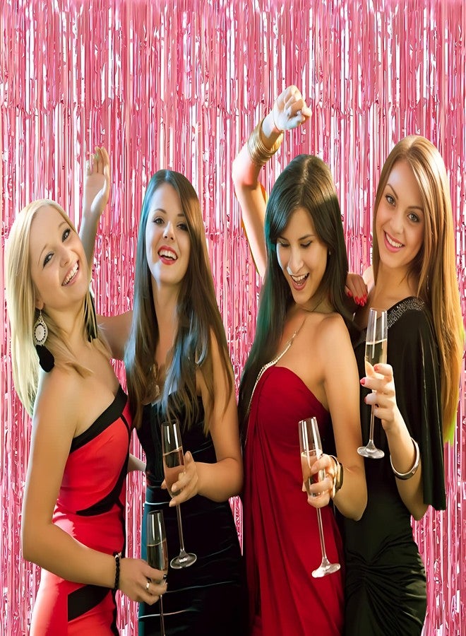 Flyloons Pink Foil Curtains for Birthday Decoration Items Pack of 4 Backdrop Baby Shower Anniversary, Marriage, Bachelorette Party Celebration Theme - Image 3